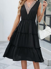A-Line High Waisted Elasticity Pleated Split-Joint V-Neck Midi Dresses